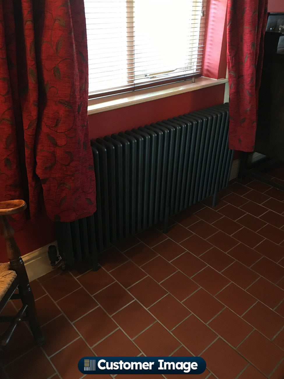 UK Radiators - Alpha Anthracite 4 Column Radiator 600mm x 1340mm installed in room