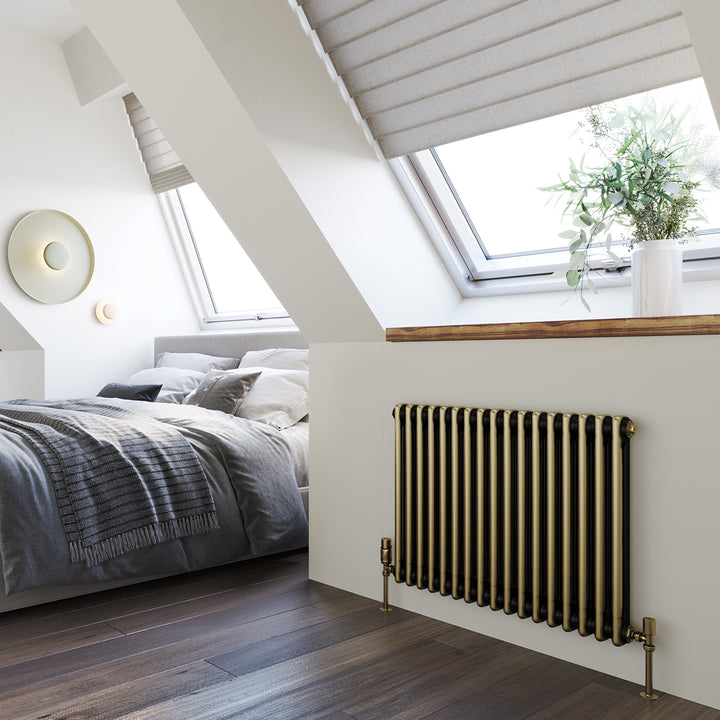 Alpha - Antique Brass Column Radiator H600mm x W768mm 2 Column
