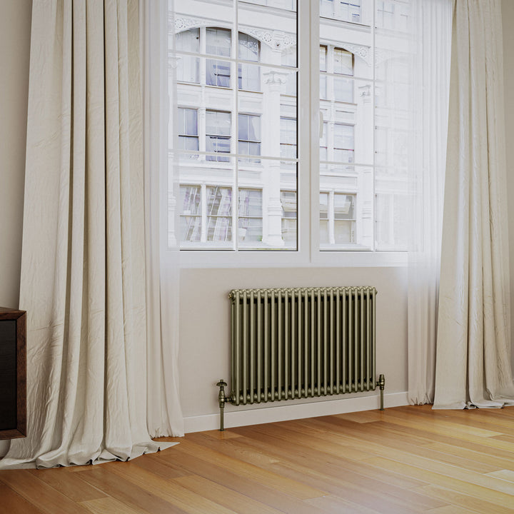 Alpha - Antique Brass Column Radiator H600mm x W988mm 2 Column