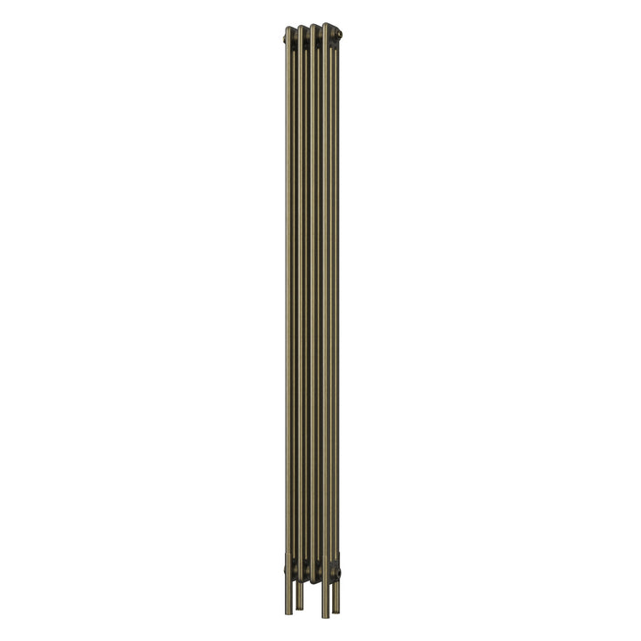 Alpha - Antique Brass Vertical Column Radiator H1800mm x W198mm 3 Column - Feet Included