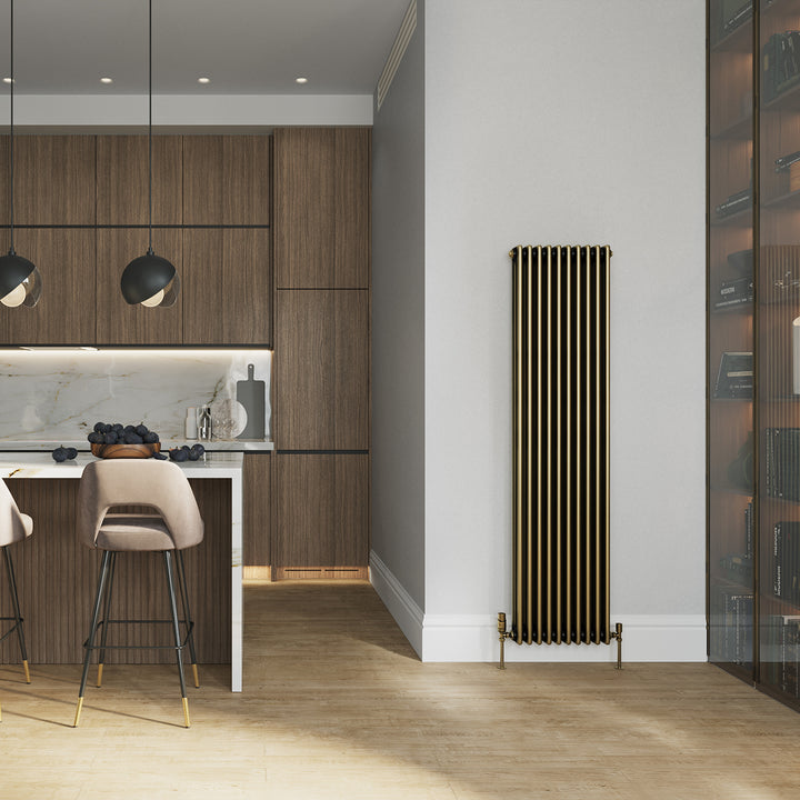 Alpha - Antique Brass Vertical Column Radiator H1800mm x W465mm 3 Column