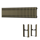 Alpha - Antique Brass Column Radiator H300mm x W1177mm 3 Column - Feet Included