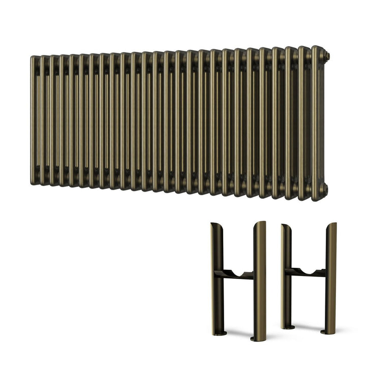 Alpha - Antique Brass Column Radiator H500mm x W1177mm 3 Column - Feet Included