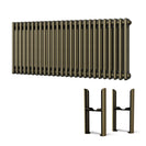 Alpha - Antique Brass Column Radiator H500mm x W1177mm 3 Column - Feet Included