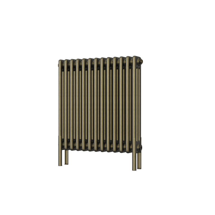 Alpha - Antique Brass Column Radiator H600mm x W599mm 3 Column - Feet Included