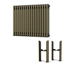 Alpha - Antique Brass Column Radiator H600mm x W777mm 3 Column - Feet Included