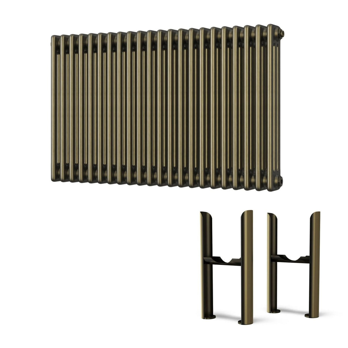 Alpha - Antique Brass Column Radiator H600mm x W999mm 3 Column - Feet Included