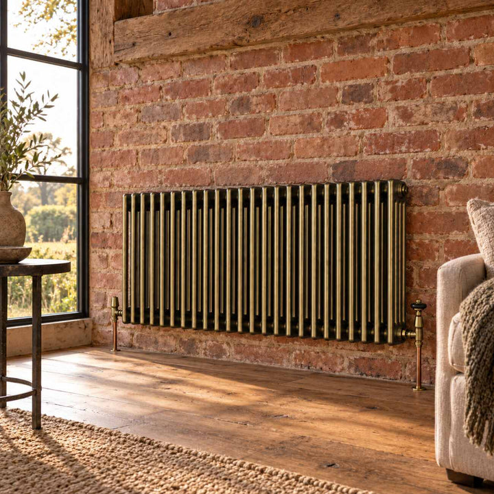 Alpha - Antique Brass Column Radiator H600mm x W1164mm 4 Column