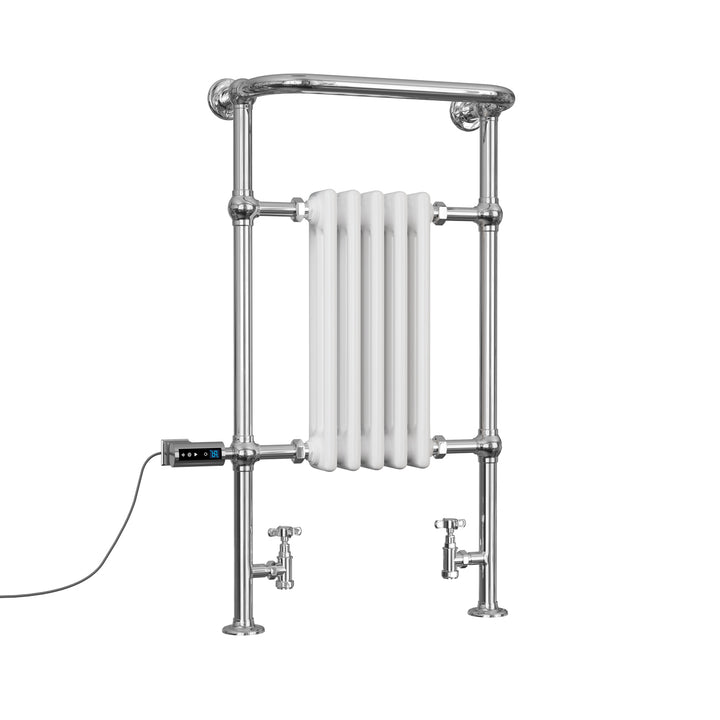 Arundel - White Traditional Dual Fuel Towel Rail H963mm x W538mm Thermostatic WIFI - Floor Standing