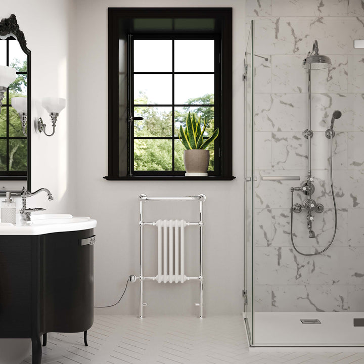 Arundel - White Traditional Electric Towel Rail H963mm x W538mm 300w Thermostatic