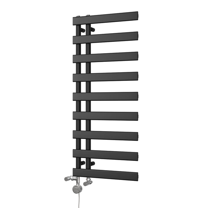 Agar - Black Dual Fuel Towel Rail H1156mm x W500mm Thermostatic