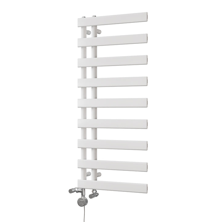 Agar - White Dual Fuel Towel Rail H1156mm x W500mm Thermostatic