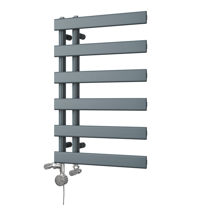 Agar - Anthracite Dual Fuel Towel Rail H748mm x W500mm Thermostatic