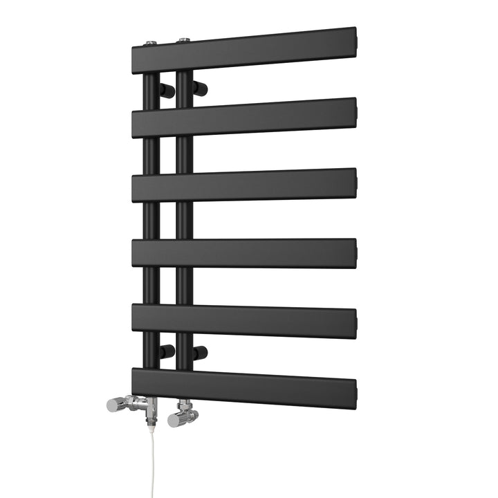 Agar - Black Dual Fuel Towel Rail H748mm x W500mm Standard