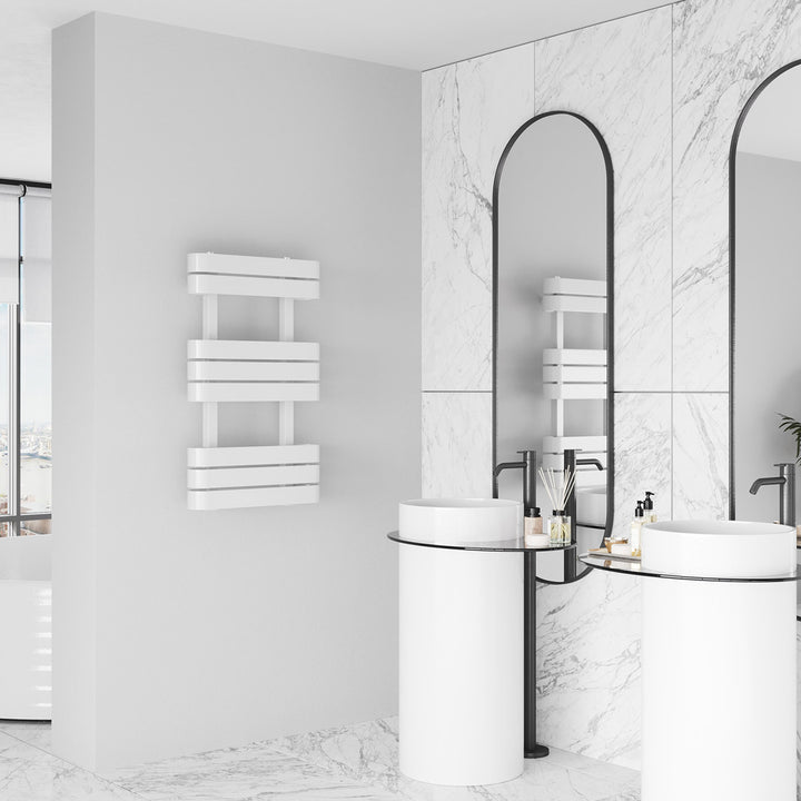 Alderley - White Wrap Around Towel Radiator - H850mm x W500mm