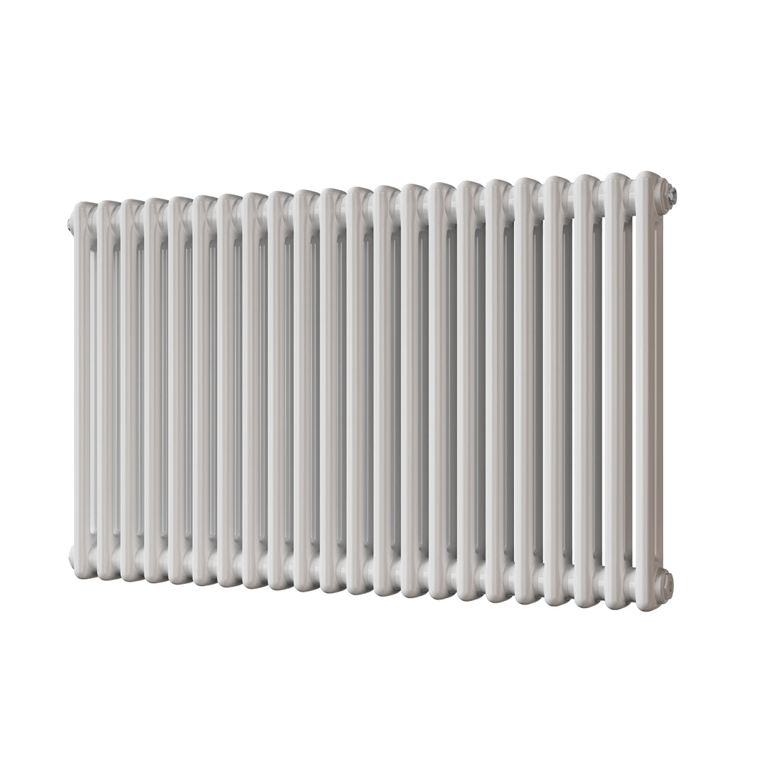 Alpha gloss white 2 column radiator, 600mm high x 988mm wide