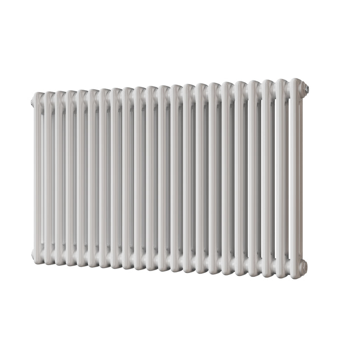 Alpha gloss white 2 column radiator, 600mm high x 988mm wide