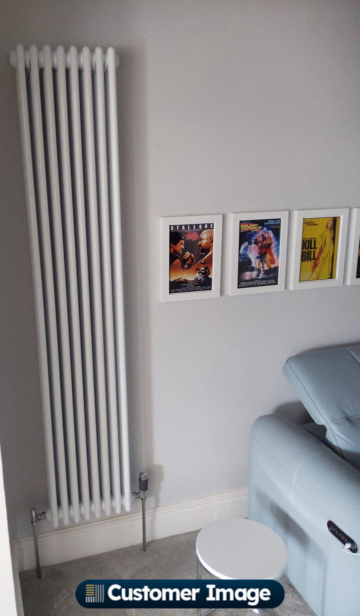 Alpha - White Vertical Column Radiator H1800mm x W376mm 3 Column - Feet Included