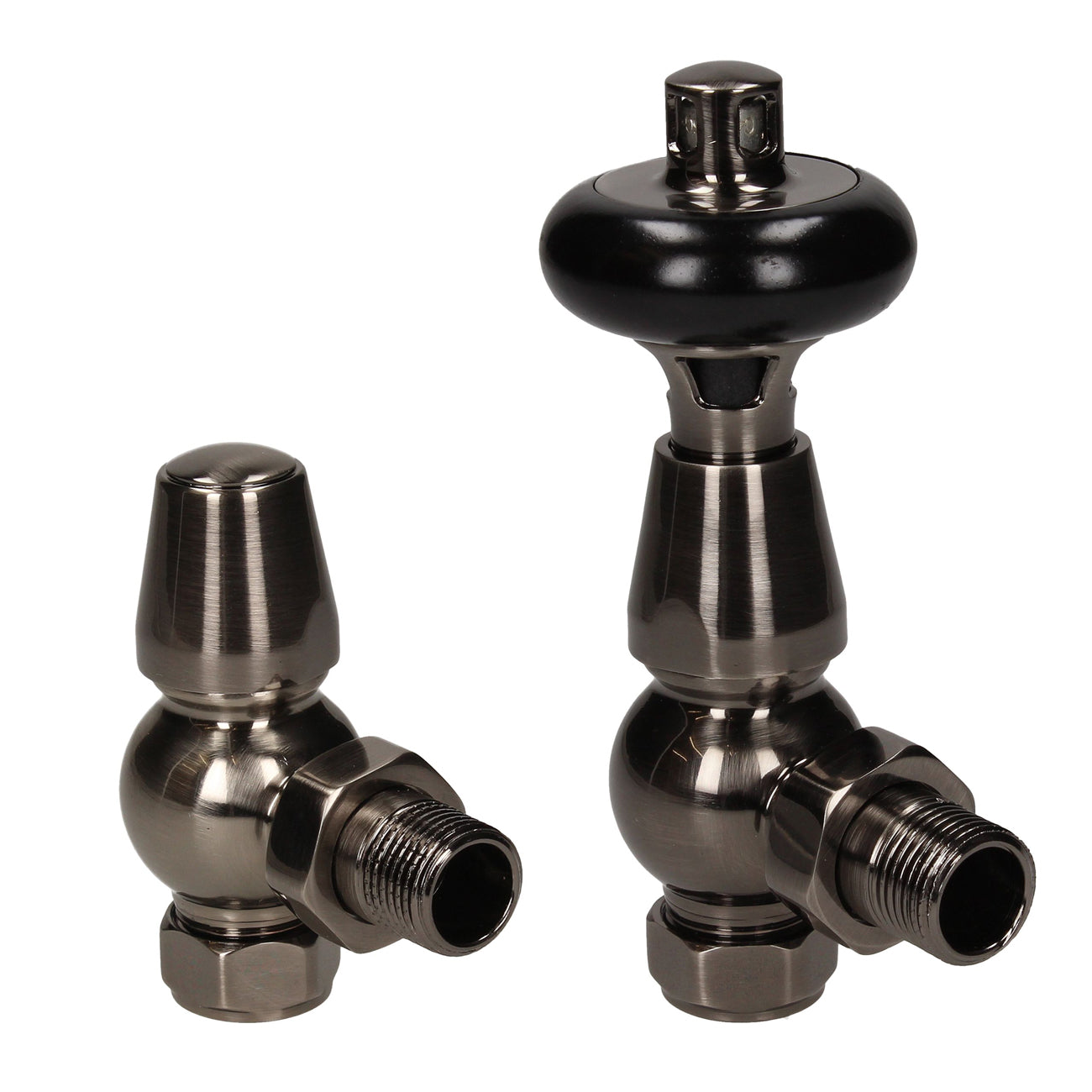 Bentley Traditional - Black Nickel Thermostatic Radiator Valve & Lockshield Angled 15mm