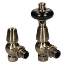 Bentley Traditional - Antique Brass Thermostatic Radiator Valve & Lockshield Angled 15mm
