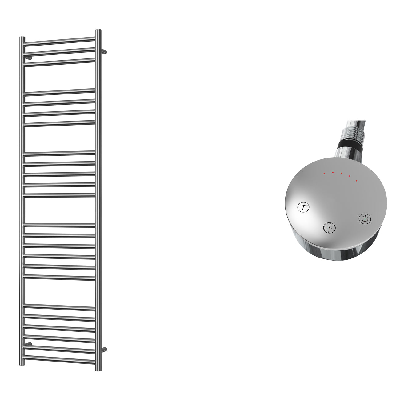 Aston - Stainless Steel Electric Towel Rail H1600mm x W400mm Straight 300w Thermostatic