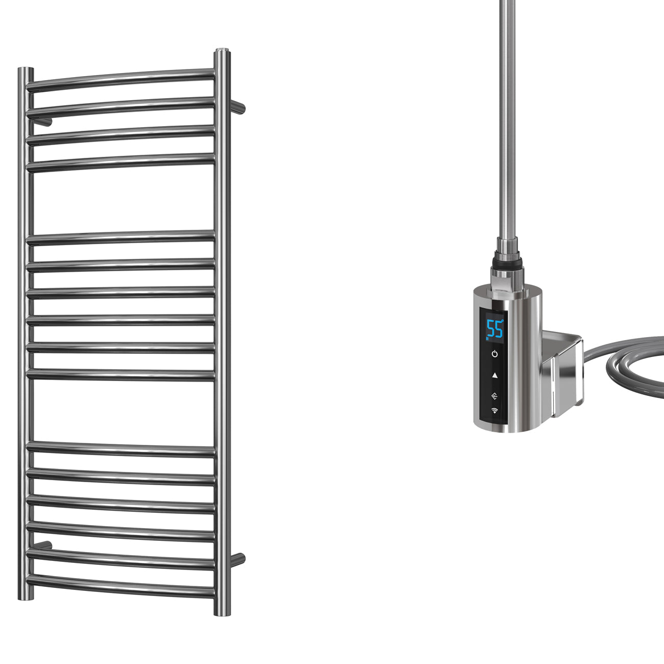 Aston - Stainless Steel Electric Towel Rail H1000mm x W400mm Curved 300w Thermostatic WIFI