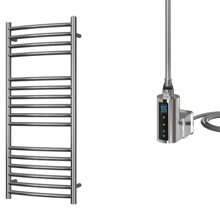 Aston - Stainless Steel Electric Towel Rail H1000mm x W400mm Curved 300w Thermostatic WIFI