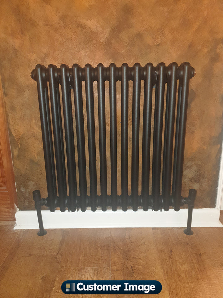 Alpha - Black Column Radiator H600mm x W592mm 2 Column - Feet Included