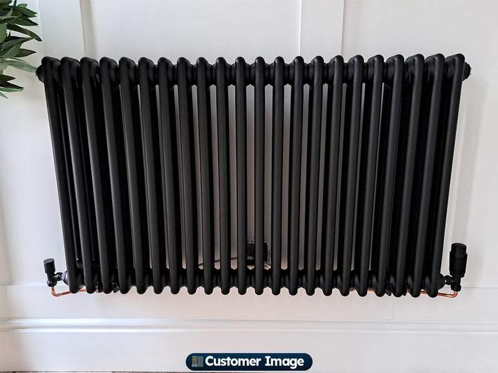 Alpha - Black Column Radiator H600mm x W988mm 2 Column - Feet Included