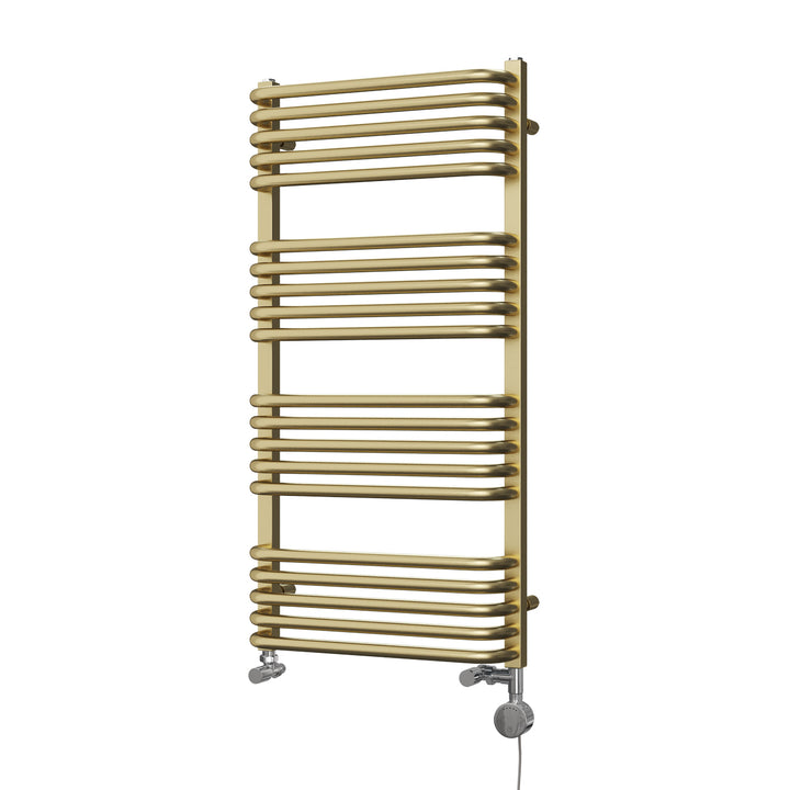 Crossmoor - Brushed Gold Dual Fuel Towel Rail H1000mm x W500mm Thermostatic