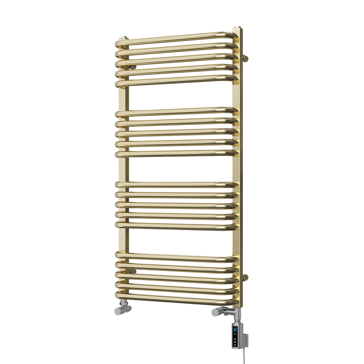 Crossmoor - Polished Gold Dual Fuel Towel Rail H1000mm x W500mm Thermostatic WIFI