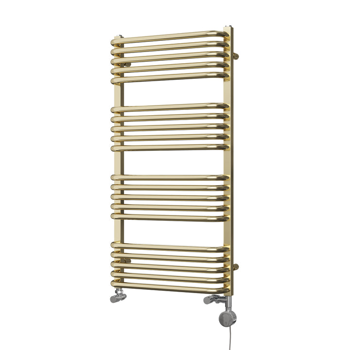 Crossmoor - Polished Gold Dual Fuel Towel Rail H1000mm x W500mm Thermostatic