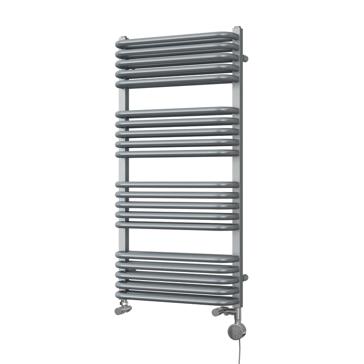 Crossmoor - Silver Dual Fuel Towel Rail H1000mm x W500mm Thermostatic