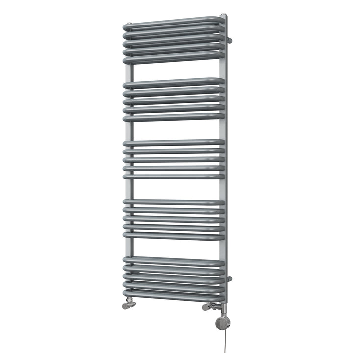 Crossmoor - Silver Dual Fuel Towel Rail H1269mm x W500mm Thermostatic