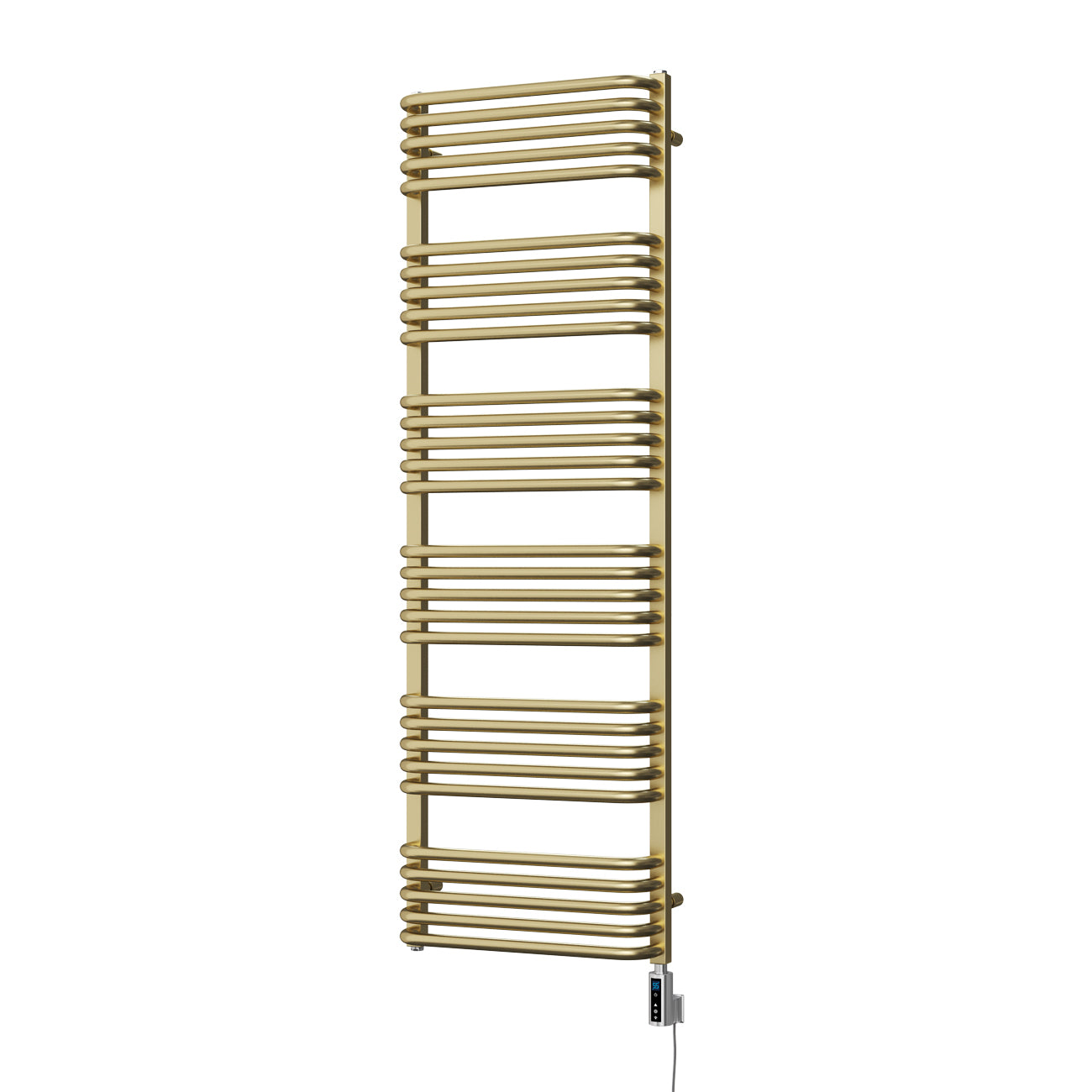 Crossmoor Brushed Gold Electric Towel Rail 1533mm x 500mm – 900W Thermostatic WiFi Heated Bathroom Rail