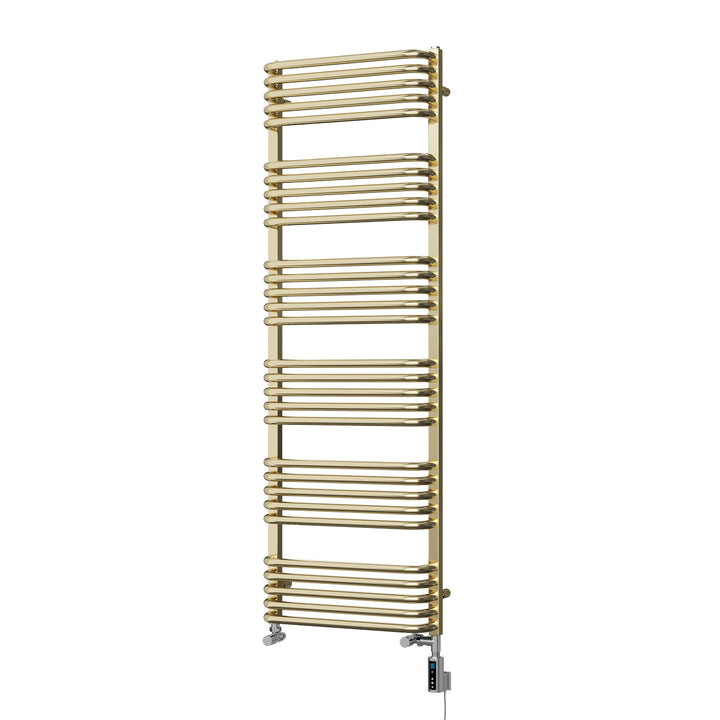 Crossmoor - Polished Brass Dual Fuel Towel Rail H1533mm x W500mm Thermostatic WIFI