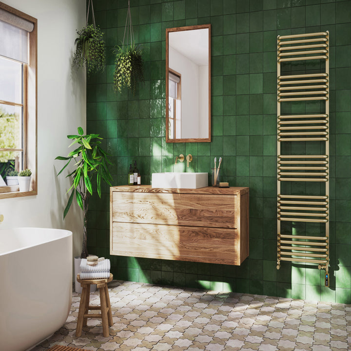 Crossmoor - Polished Brass Dual Fuel Towel Rail H1533mm x W500mm Thermostatic WIFI