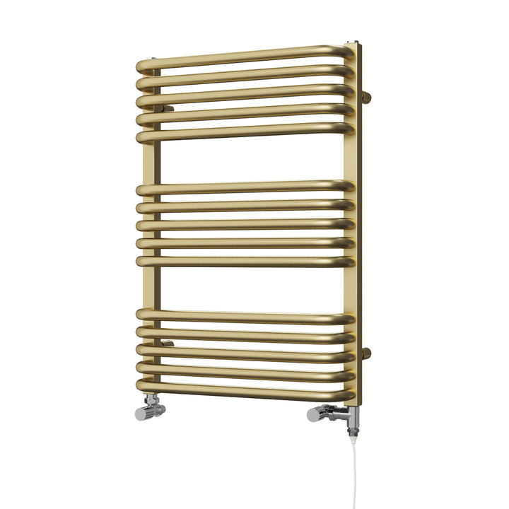 Crossmoor - Brushed Brass Dual Fuel Towel Rail H736mm x W500mm Standard