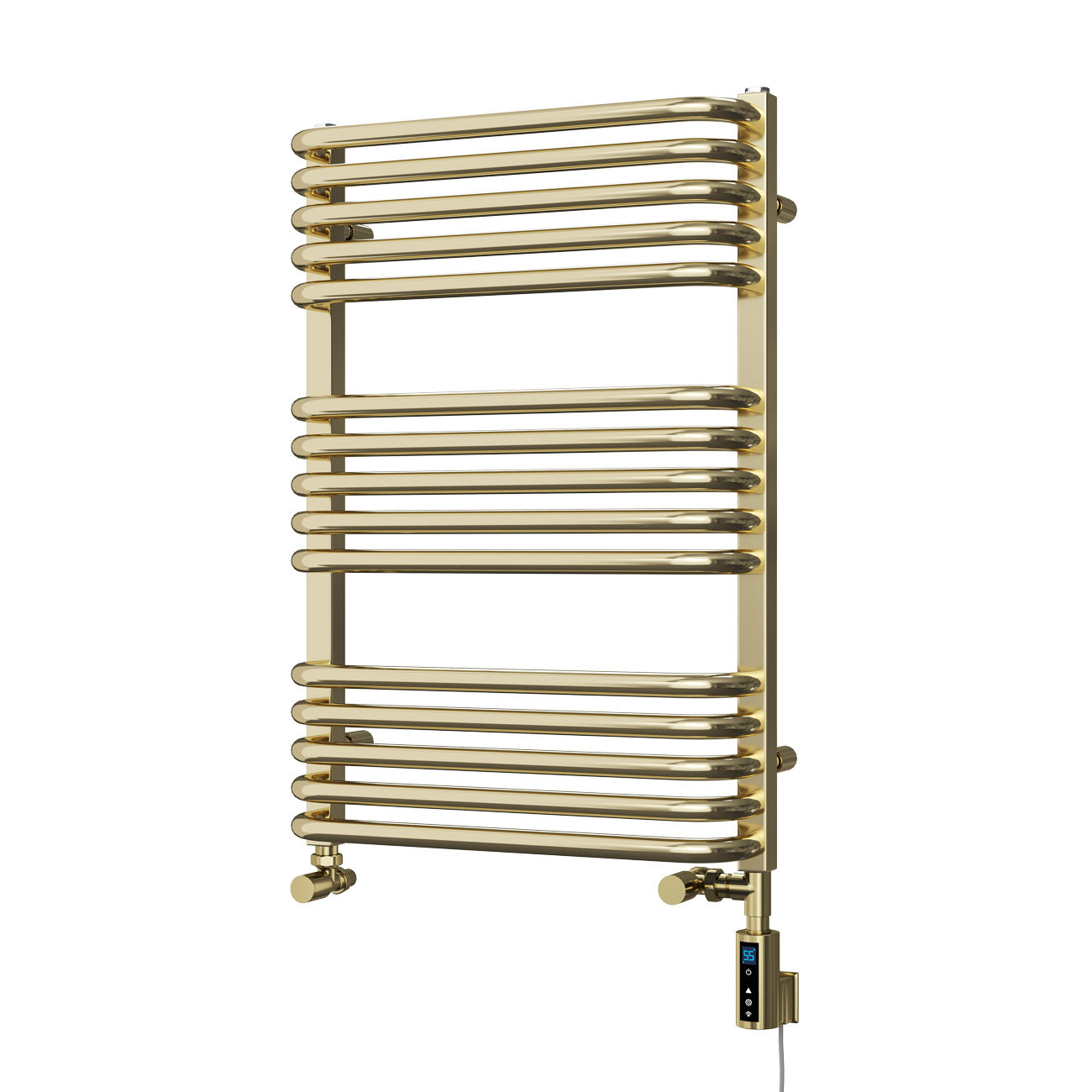 Crossmoor - Polished Brass Dual Fuel Towel Rail H736mm x W500mm Thermostatic WIFI