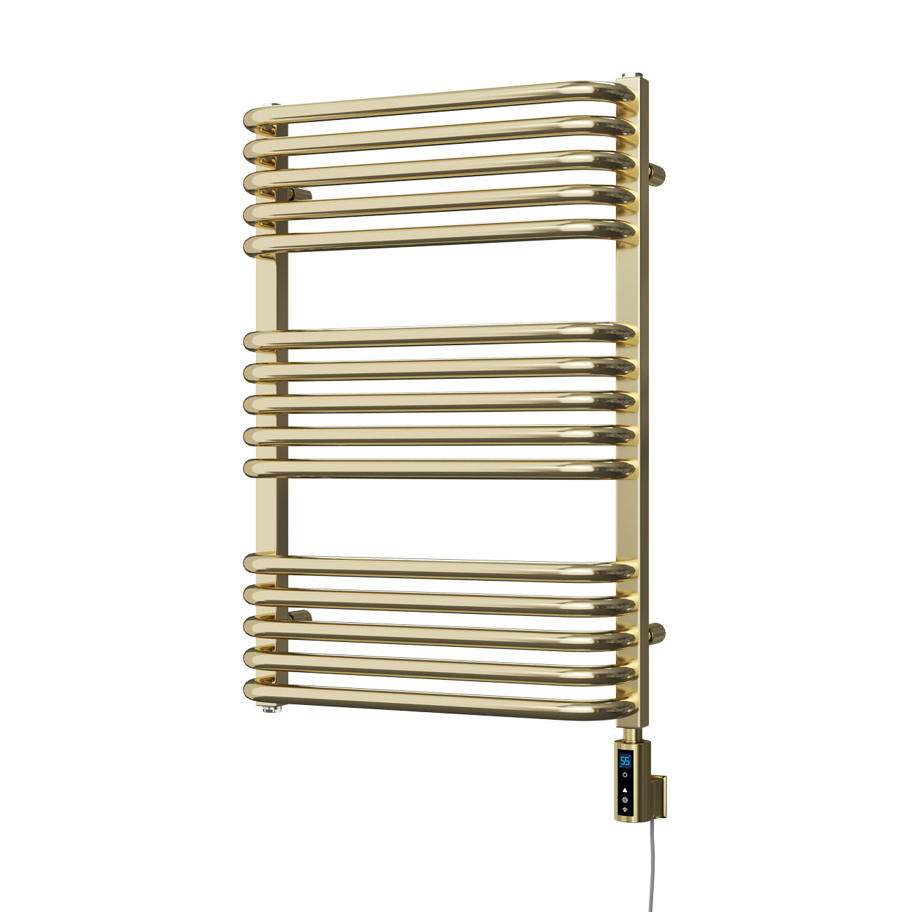Crossmoor - Polished Brass Electric Towel Rail H736mm x W500mm 400w Thermostatic WIFI