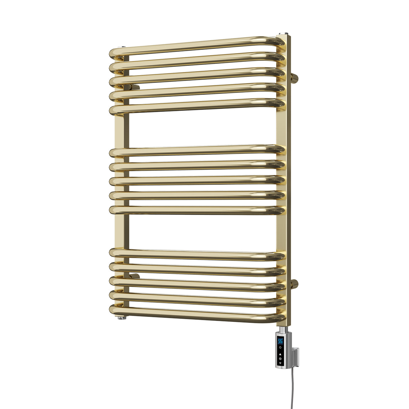 Crossmoor - Polished Brass Electric Towel Rail H736mm x W500mm 400w Thermostatic WIFI