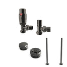 Derry Bold - Black Nickel Thermostatic Radiator Valve & Installation Kit Angled 15mm