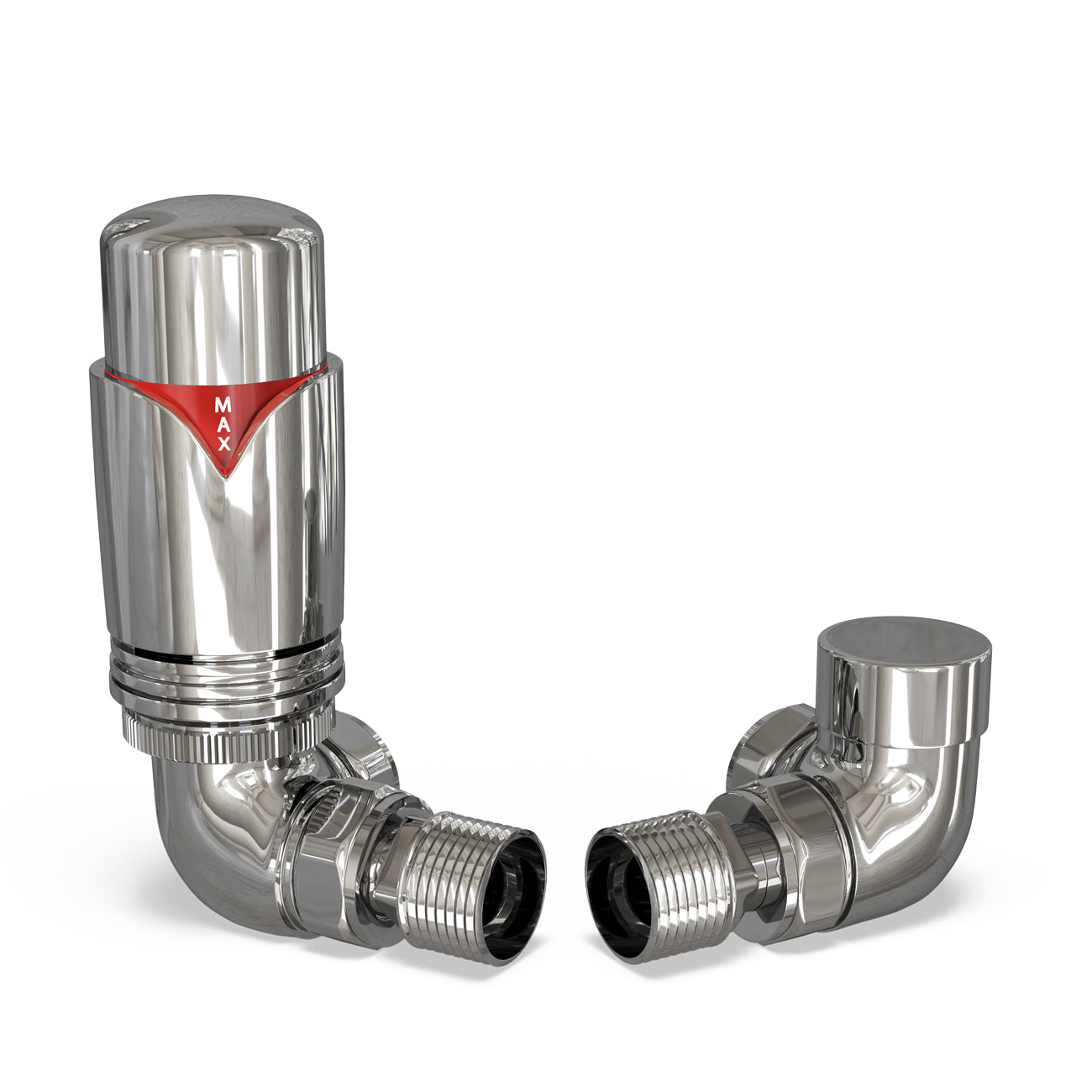 Derry Bold - Chrome Thermostatic Radiator Valve & Lockshield Corner 8mm