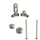 Derry Bold - Thermostatic Radiator Valve & Accessory Kit - Silver Nickel Corner 15mm