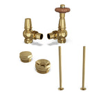 Derry Traditional - Polished Brass Thermostatic Radiator Valve & Installation Kit Angled 15mm