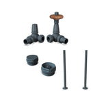 Derry Traditional - Anthracite Thermostatic Radiator Valve & Installation Kit Corner 15mm