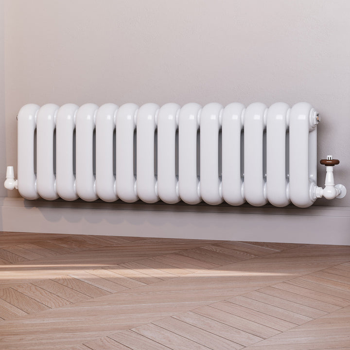 Derry Traditional - White Thermostatic Radiator Valve & Lockshield Corner 15mm