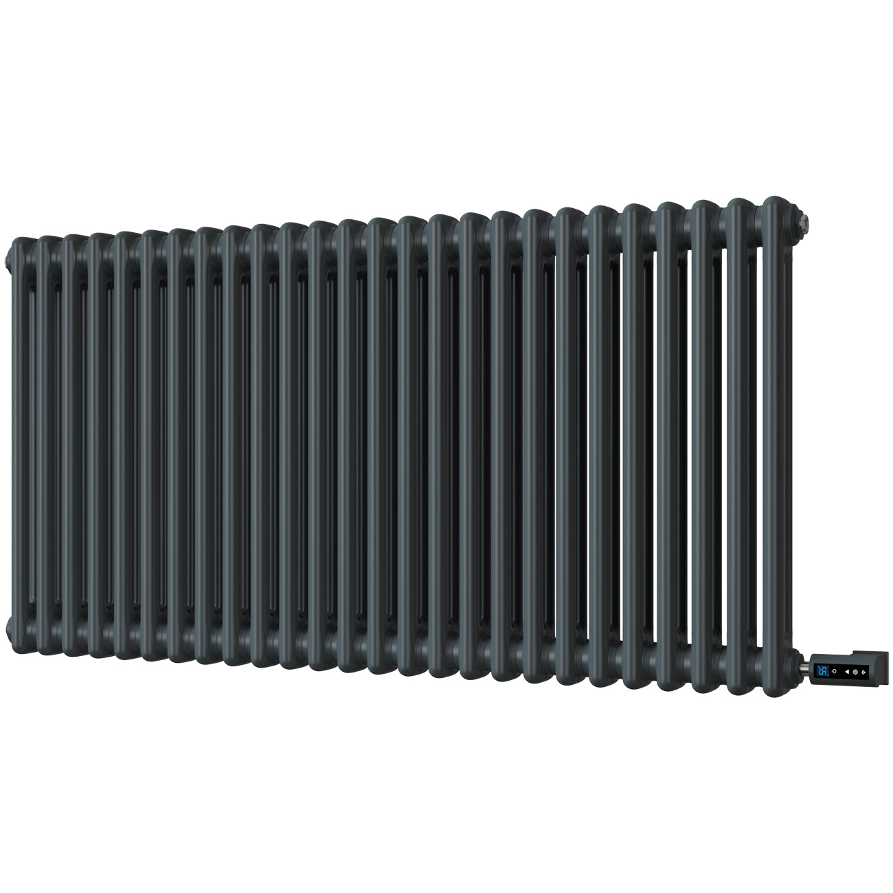 Alpha - Anthracite Column Electric Radiator 600mm x W1164mm 2 Column 1200w Thermostatic WIFI