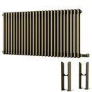 Alpha - Antique Brass Column Electric Radiator H600mm x W1164mm 2 Column 1200w Thermostatic WIFI - Feet Included