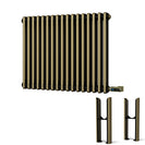 Alpha - Antique Brass Column Electric Radiator H600mm x W768mm 2 Column 700w Thermostatic WIFI - Feet Included